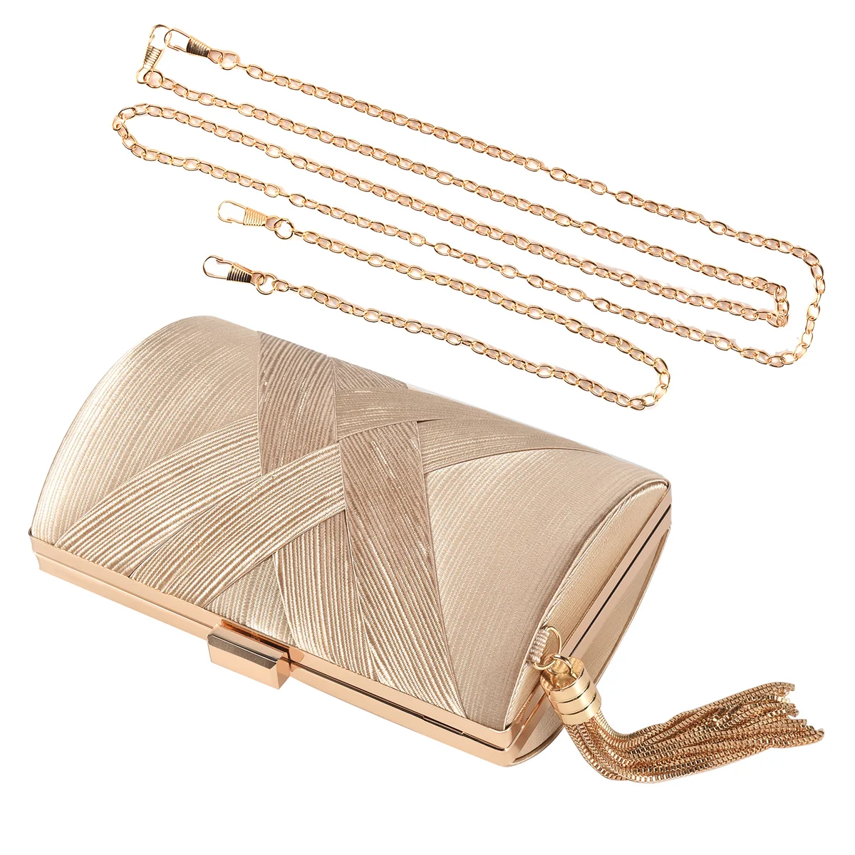 ABQR Kwastje Mode Dames Clutch Schoudertas Handtassen Vrouwelijke Feest Bruiloft Avondtasje Voor Telefoon Portemonnee Goud