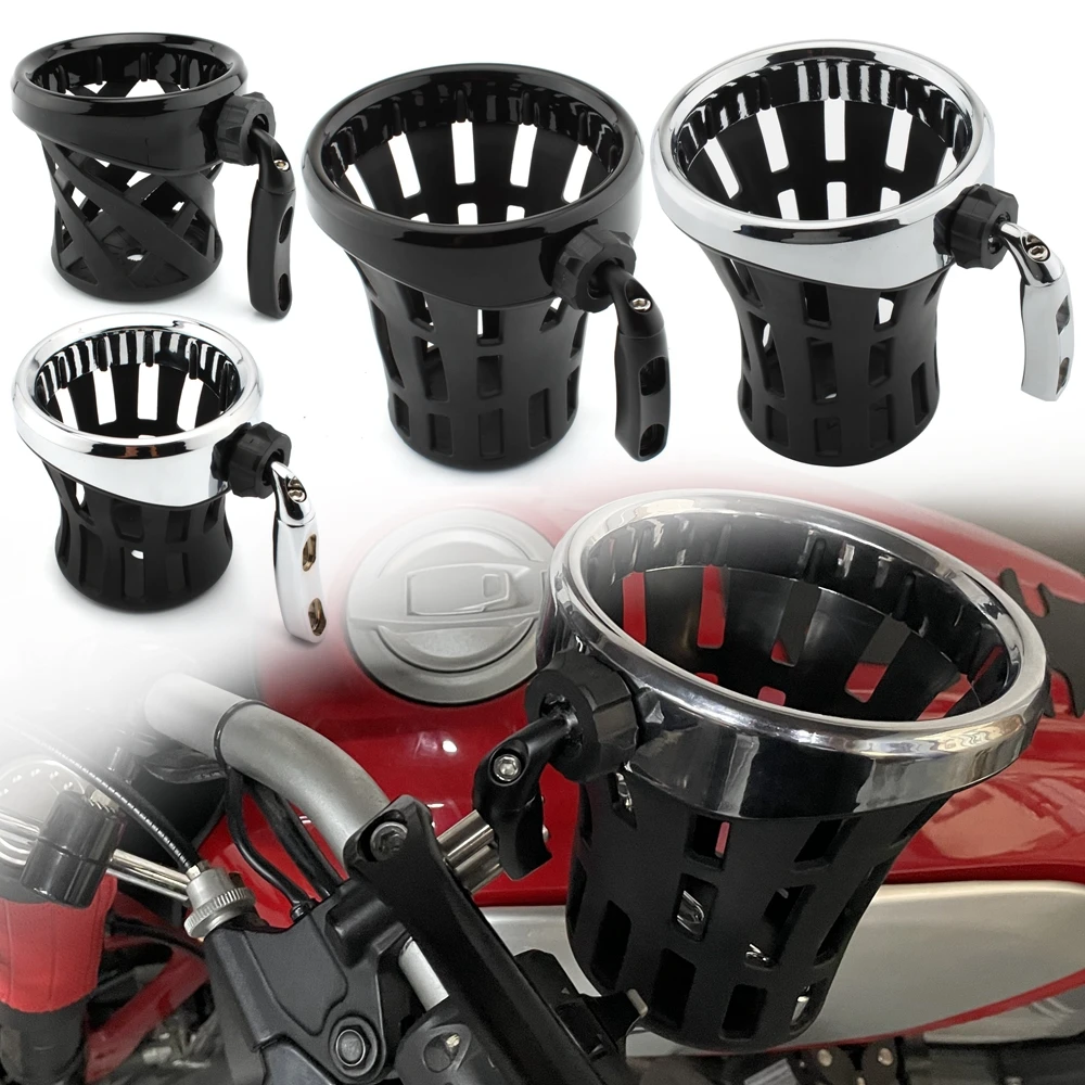 New Black Chrome Motorcycle Drink Holder Bike Water Cup Bottle Holder Handlebar Bottle Holder coffee stand Accessories Rubber