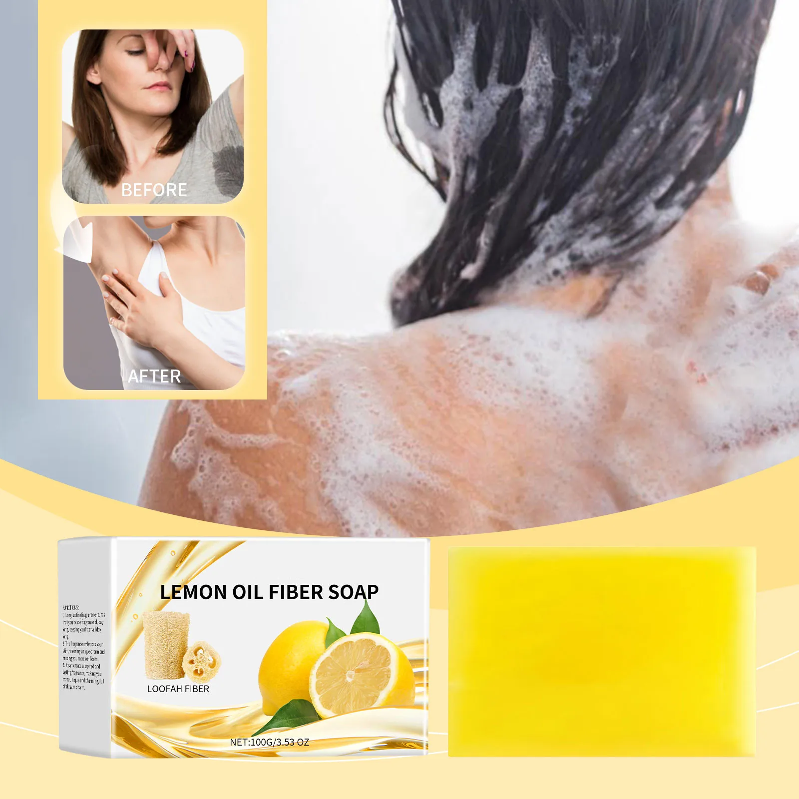 Lemon Soap New Lemon Oil Loofah Soap Natural Handmade Moisturizing Exfoliating Luffa Soap Face & Body Scrub Bar 100g