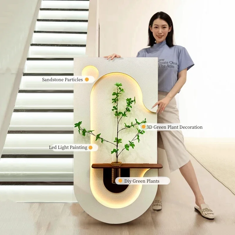 للمزهرية الحديثة LED عصا امب Stereoskopische Grün Pflanze Ingang Dekoration الممر فلور Wohnzimmer Hangen Malerei Wand Li