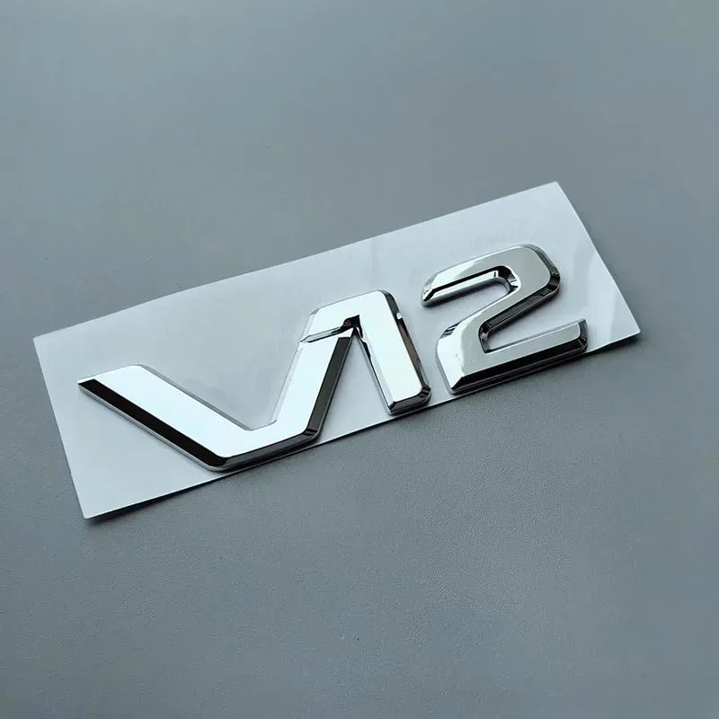 Flat ABS Car Letters V12 Emblem Trunk Fender Nameplate Logo Sticker for Mercedes Benz S400 S500 S600 Chrome Glossy Black