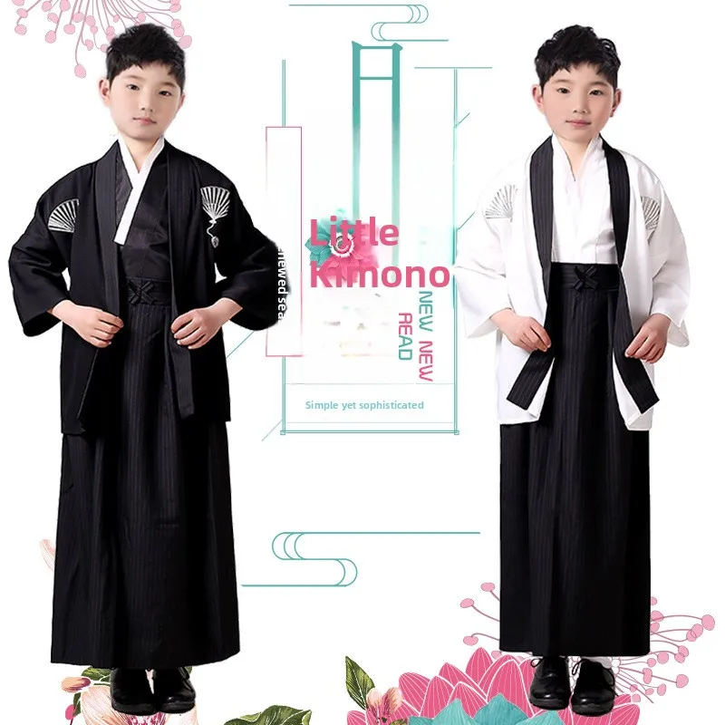 Children's Traditional Samurai Kimono Costume Photography Props Stage Performance Halloween Show Ancient Chinese Outfit Boys ...