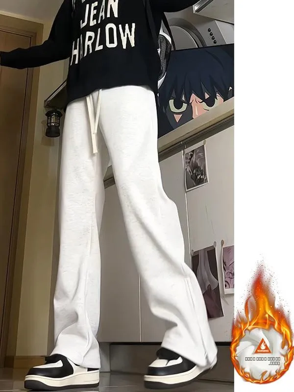 

Мужские повседневные брюки Fce Lined в американском стиле INS, свободные спортивные длинные брюки, модные брюки с широкими штанинами на молнии, прямые брюки из хлопка и полиэстера