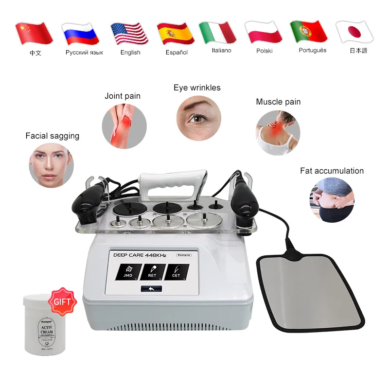 Spain Technology Pain Relief Skin Tightening 448Khz Ret Physiotherapy  Rf Monopolar Probe Head High Radio Frequency Warm Penetra