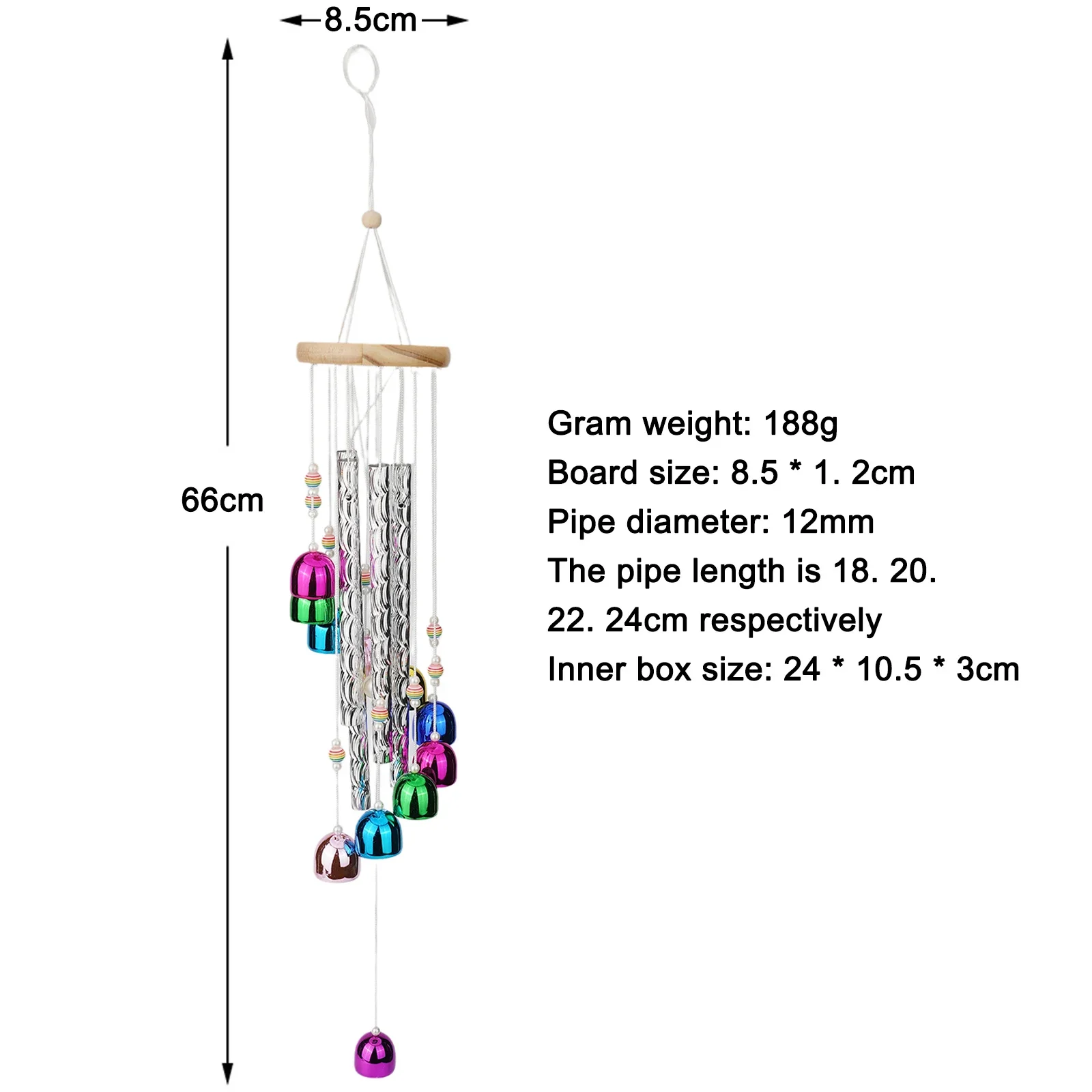 Decoration High Quality Brand New Wind Chimes Colorful Beautiful Light Weight With 11 Bells With 4 Aluminum Tubes