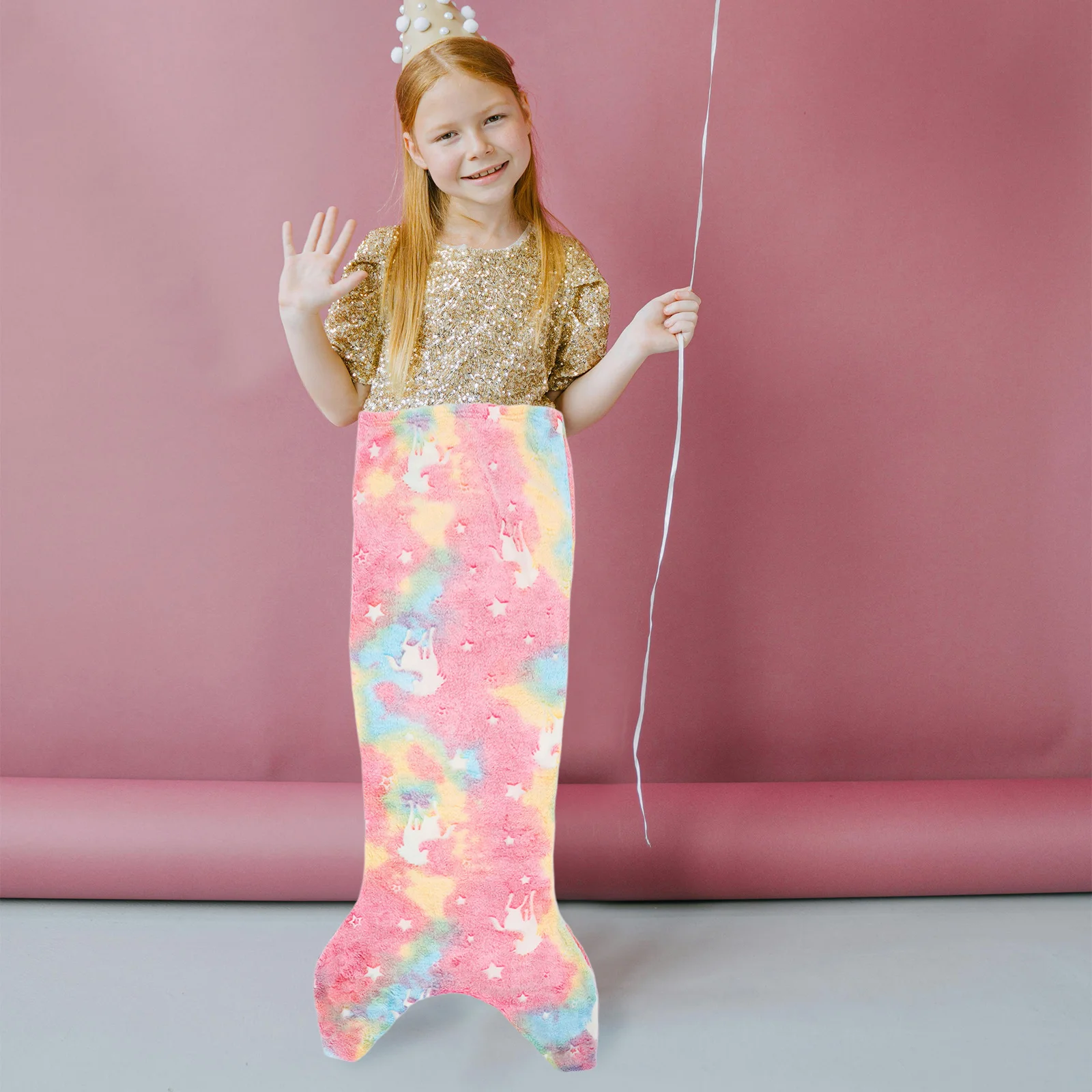 

Glow in The Dark Mermaid Blanket for Kids Girls Luminous Soft Warm Cozy Sleeping Bag Bedtime Stories Camping Toddler Blanket