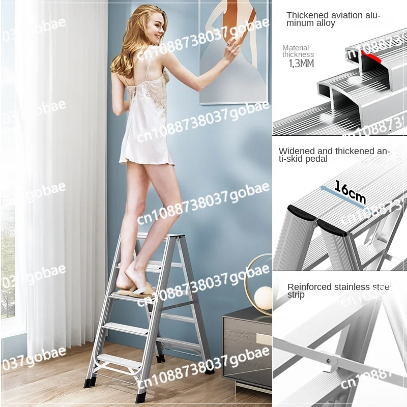 Wyj Ladder Clothes Hanger Dual-Use Household Folding Multifunctional Indoor Retractable Trestle Ladder