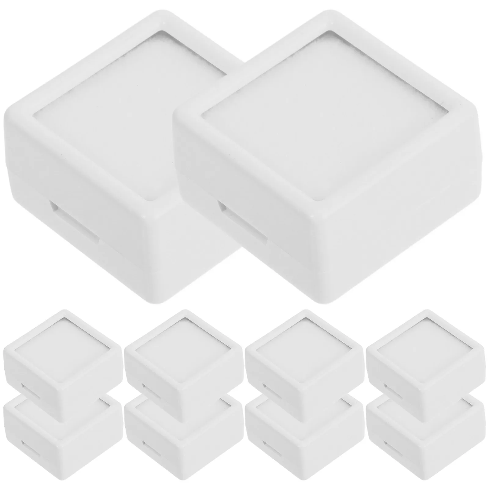 

Набор из 12 мини-квадратных коробочек для демонстрации драгоценных камней с прозрачной акриловой крышкой, шкатулки из АБС-пластика для бриллиантов, необработанных камней, кристаллов, бусин и ювелирных изделий