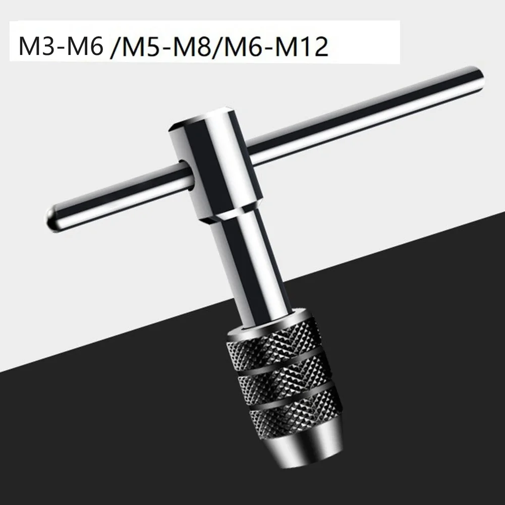 AAAAAA1pcAdjustableTTypeTap Wrench Hand Thread Holder M3-M8 M5-M8 M6-M12 T-handle Ratcheting Tap Wrenches Hand Tools Accessories