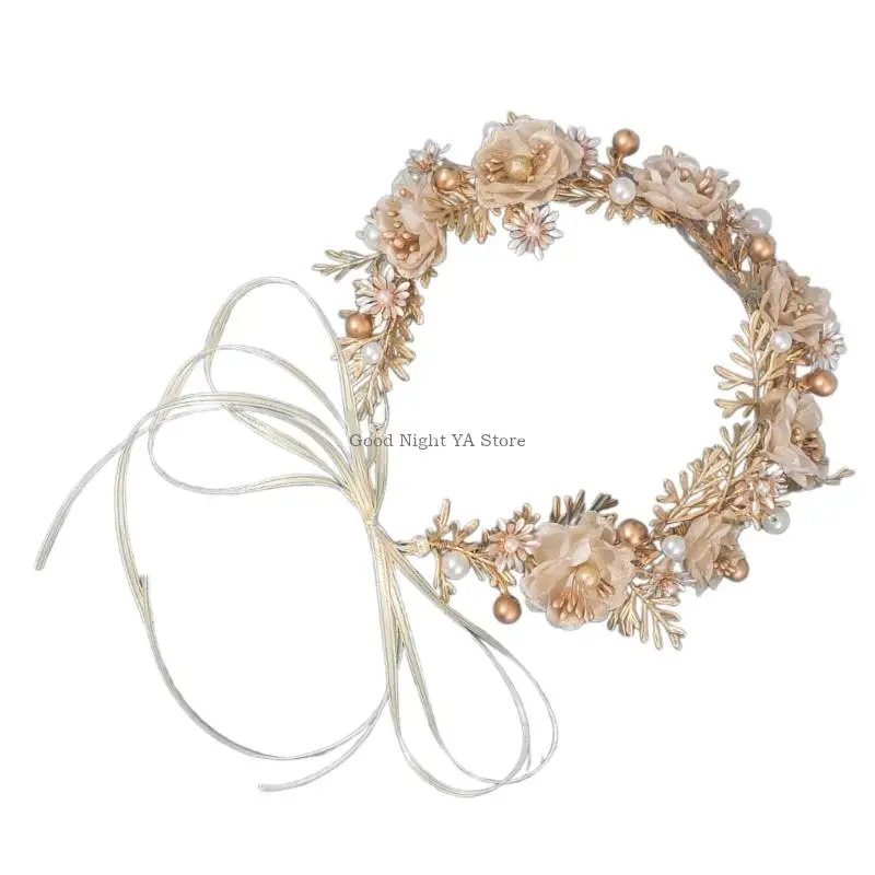 Elegantes coroas folhas douradas trançadas para noivas, cabelo leve, elegante, para cerimônias e estilo