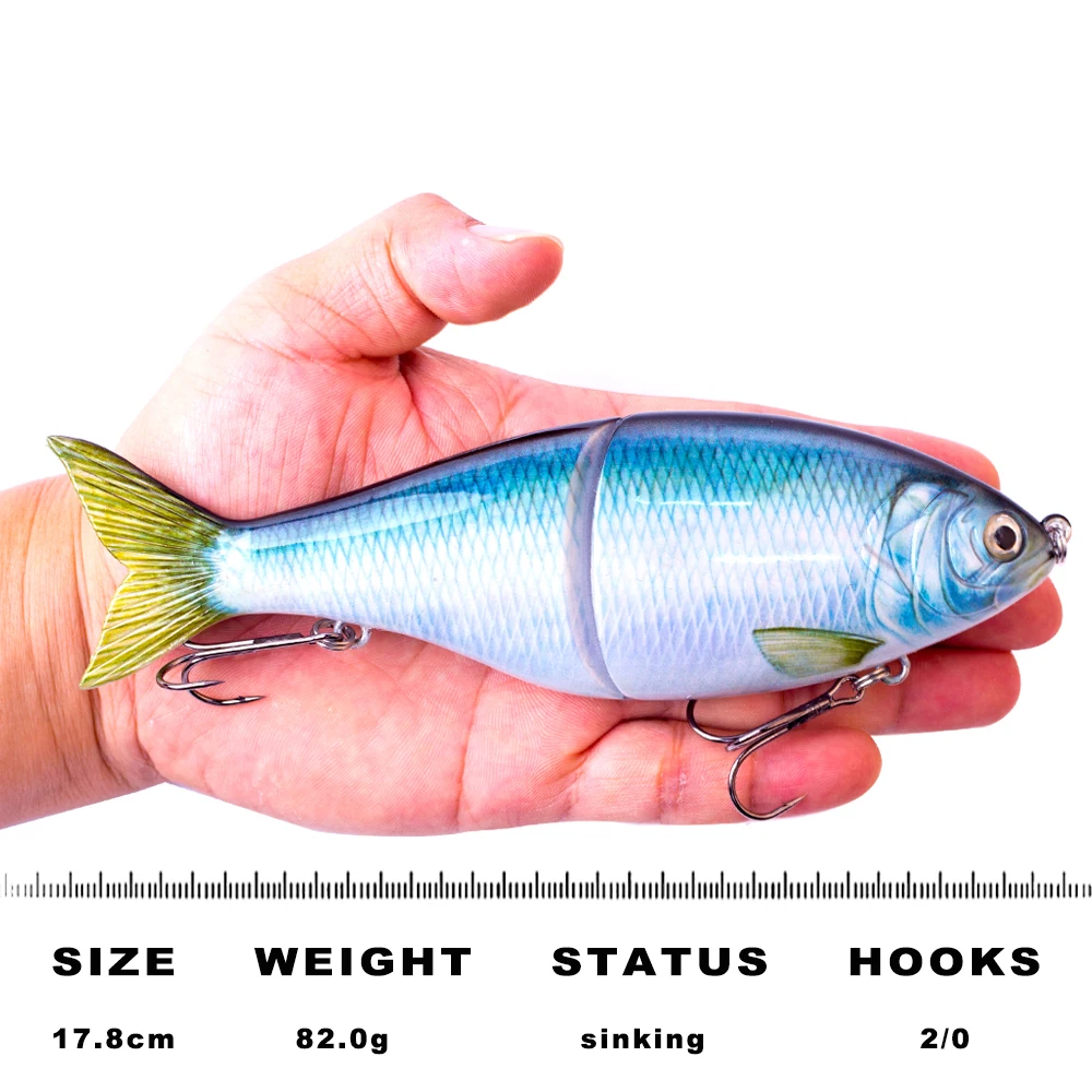 CCLTBA New Big Game Fishing 178mm 82g Sinking Slide Shad Swimbait Shiny Color Lures for Fishing Bass Trout Pike Wobblers Baits