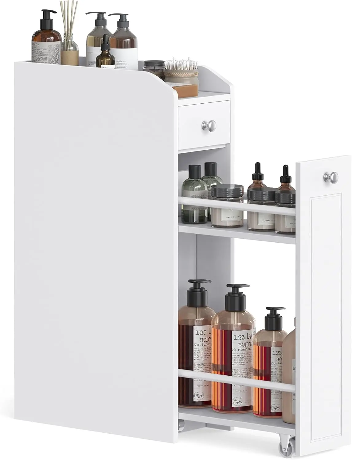 Badezimmerschrank klein, Badschrank schmal, Small Schrank for Toilet paper, Toilet Schrank with Schubladen, Aufbew