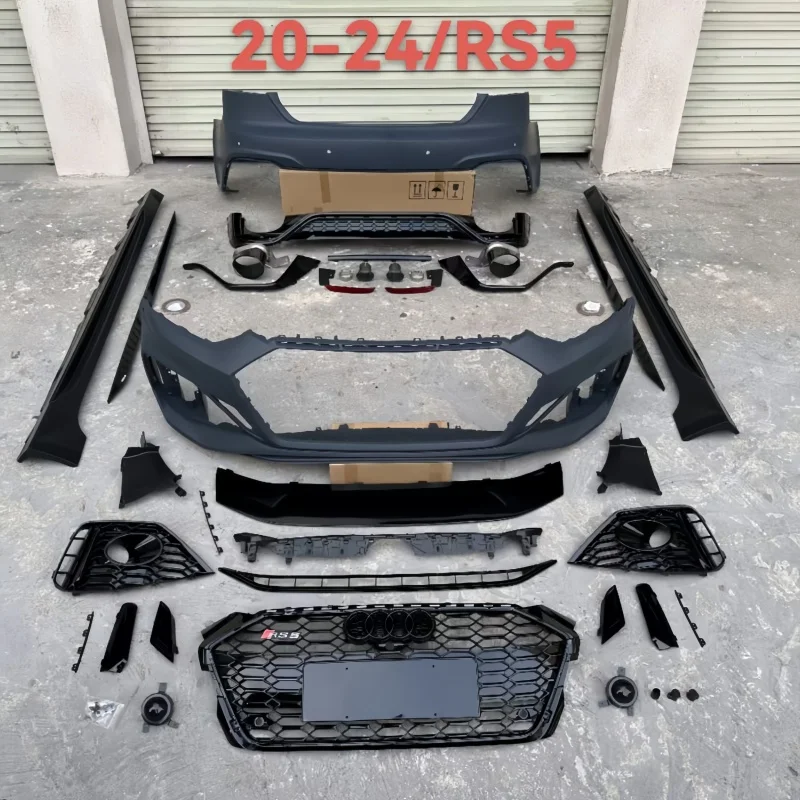 

High quality, low pricefor 20-23 AudiS A5 Modified RS5 Large Encircle Front and Rear Side Skirt Tail Mouth Grille Bumper