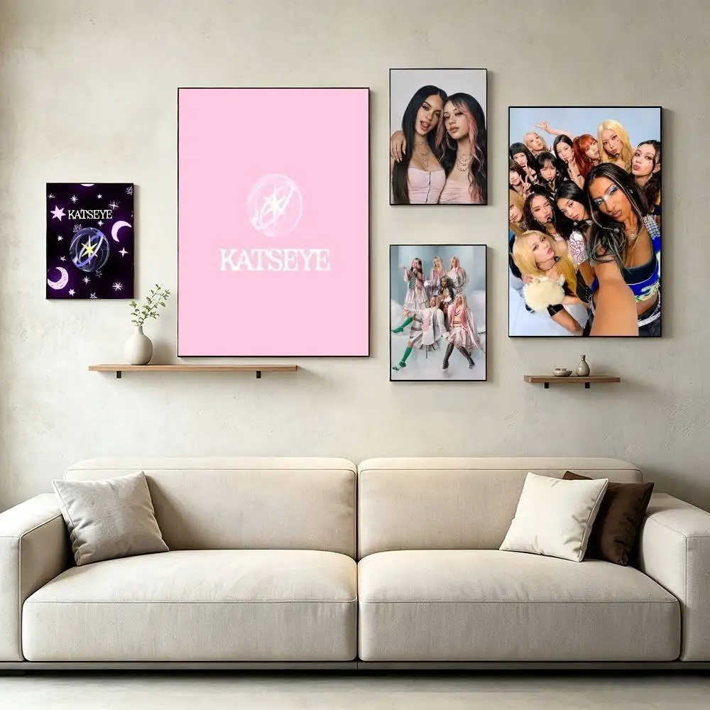M-Modern Trendy Girl Group KATSEYE   Poster High Quality Dorm Living Room Aesthetic Wall Decoration Painting Stickers Gift
