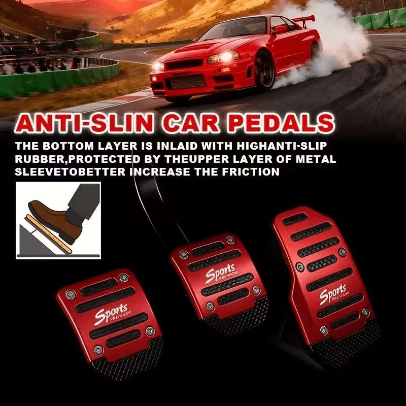 2/3PCS Car Pedal Cover Set Manual Automatic, Anti-Slip Brake Accelerator Clutch Pedal Pad, Universal Metal Interior Trim