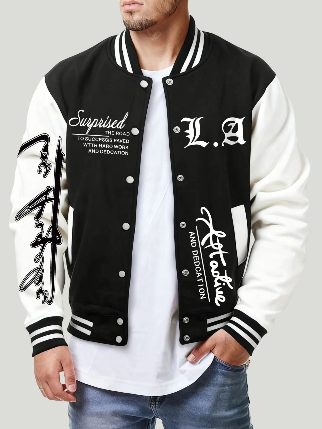 

Surprised Personality Pattern Jackets Men Casual Pocket Baseball Coat Fashion Loose Top Autumn Soft Street Unisex Clothing