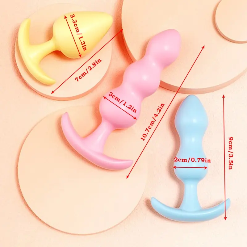 3Pcs Soft Silicone Anal Plug Beads Beginner Anal Stimulator Trainer Sex Play Toys for Men Women Couples Masturbation