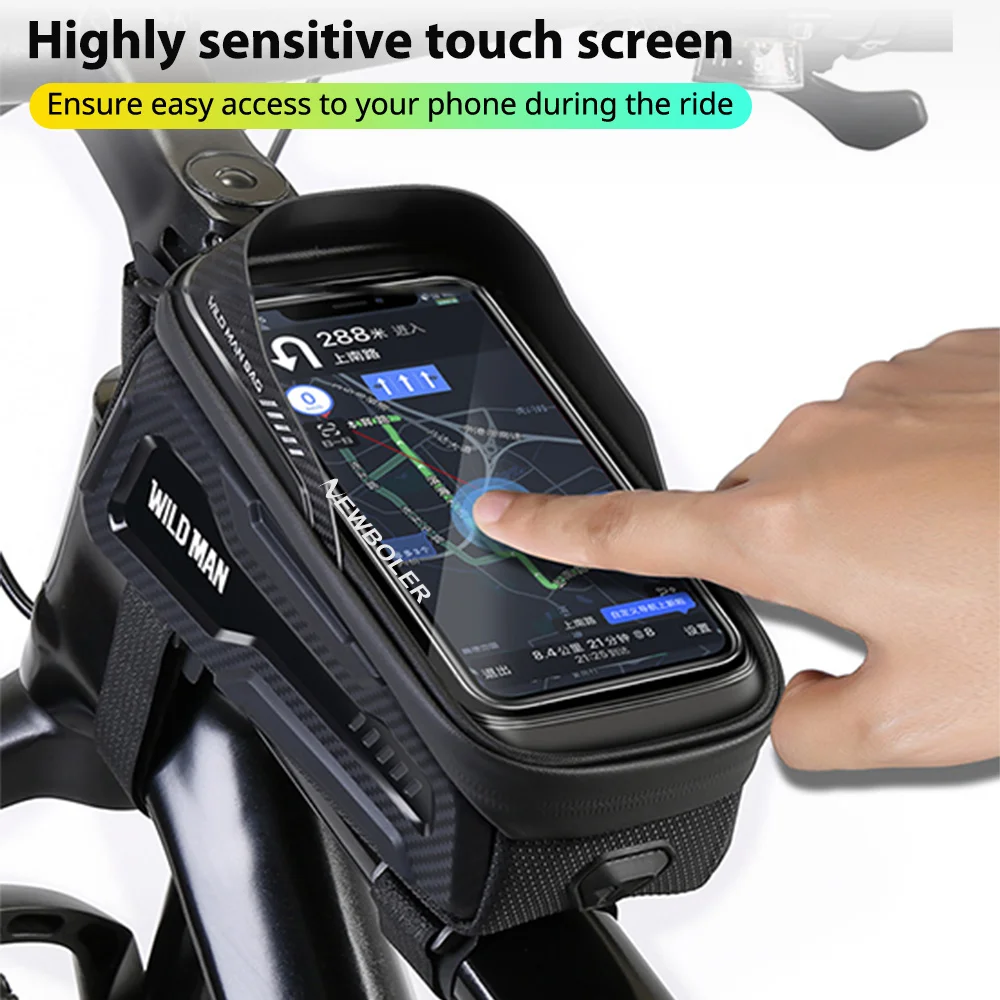 NEWBOLER Bicycle Bag 2L Waterproof Touch Screen Bicycle Bag Top Front Pipe Rack MTB Road Bicycle Bag 6.9 Phone Case