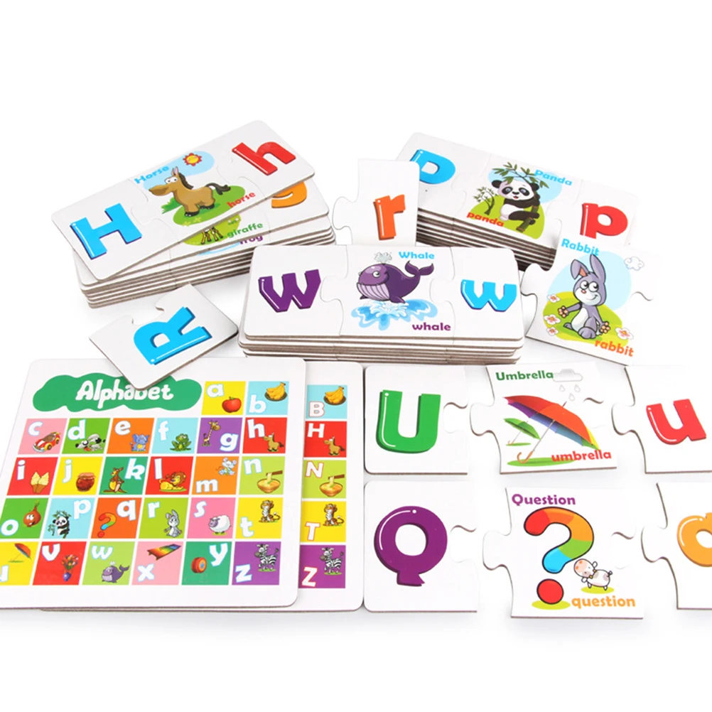 

Letter Matching Puzzle Kids Alphabet Learning Toys Educational Activities Jigsaw 3 Years Old Thick Cardboard Construction