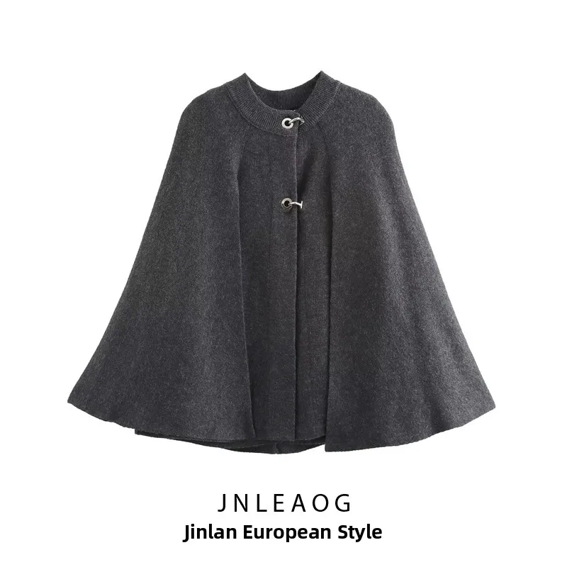 

JNLEAOG Autumn New Women's Knitted Coat Long Sve round Ne Design Cowl Ne Outerwear Polyester Fiber Open Cardigan