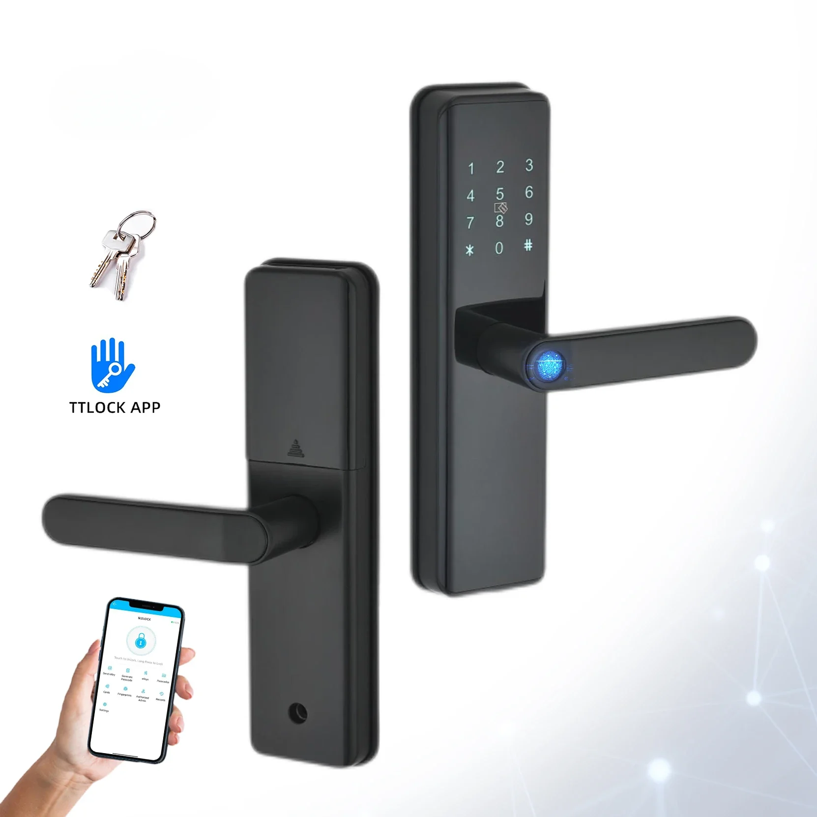 BBDHOME Fingerprint Locks Finger Touch Screen Electronic Handle Home Locker Apartment TTlock Smart Front Office Door Lock