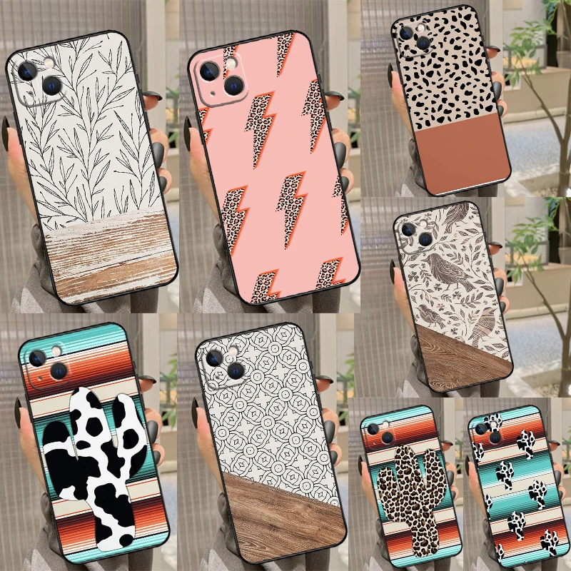 

Чехол для телефона в стиле бохо с ботаническим листом и коровой кактусом для iPhone 17 Pro Max 17Air 16E 15 14 13 12 11 16 Pro Max Mini противоударный чехол