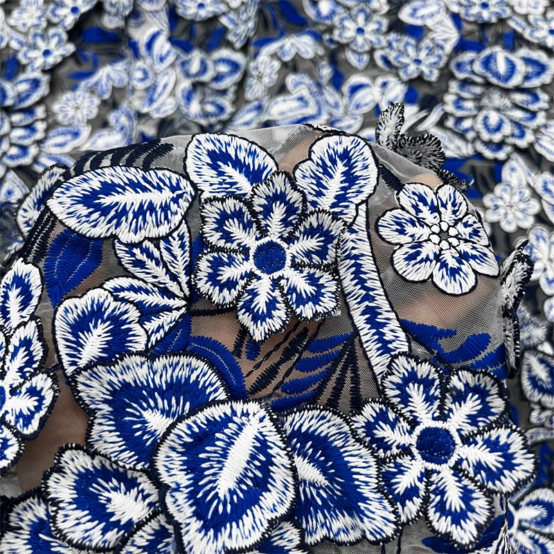 1 jard niebiesko-białej koronk – Sewing Embroidery Fabric recenzja i cena