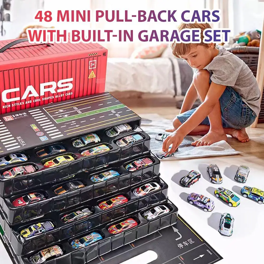 Gift Box 48PCS Alloy Car Set for Kids Classic & Racing Model Toy Cars Mini Vehicle Collection Perfect Gift for Children