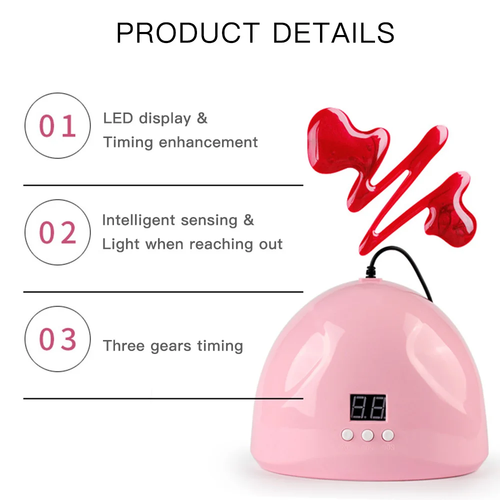 

12-LED Nail Dryer Lamp Professional Nails Gel Polish Drying Equipment Nails Curing Dryer Home Salon Tool with LED Display