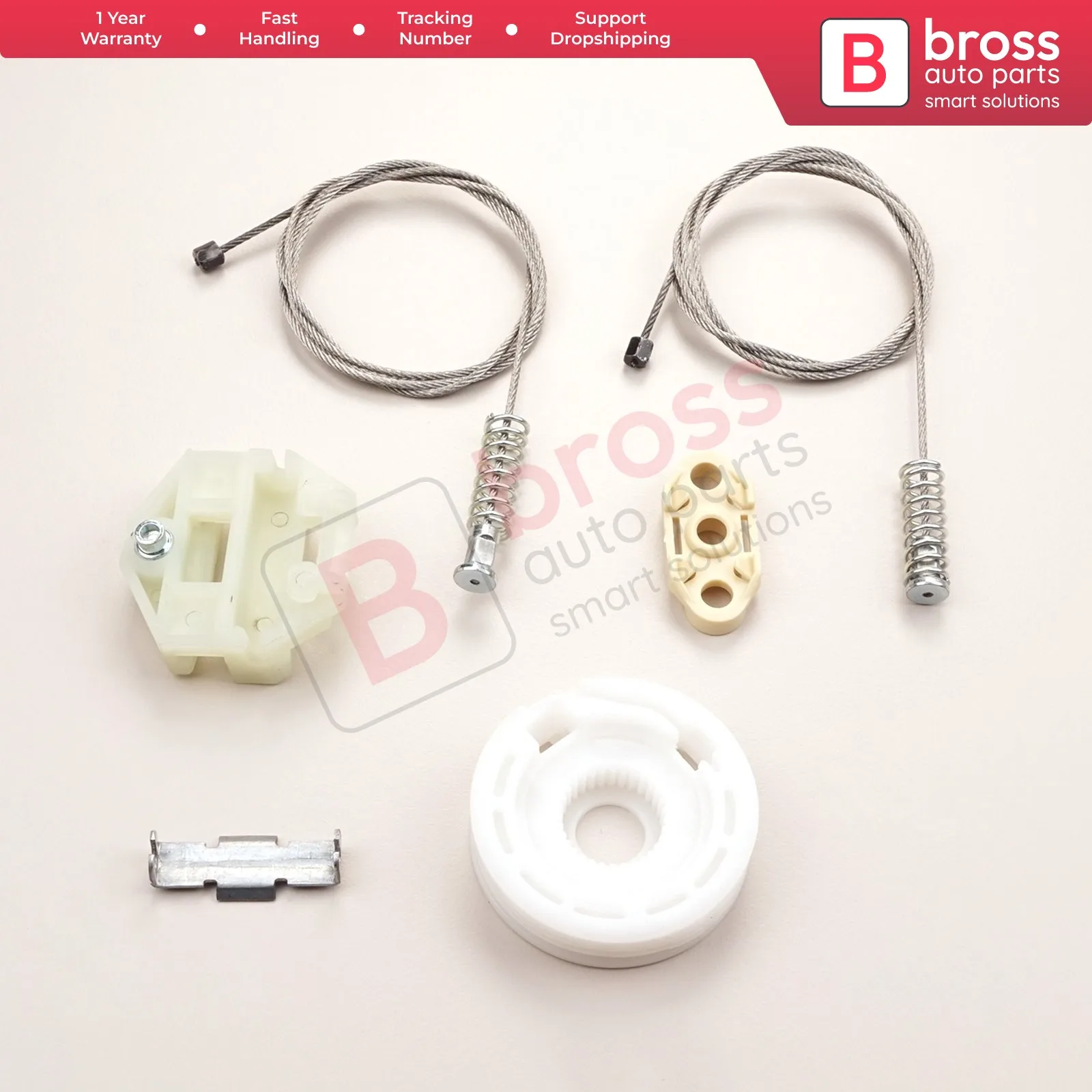 Bross Auto BWR880 Electrical Power Window Regulator Repair Kit Front Left or Right Door for Opel  Vauxhall Omega B 1994-2003