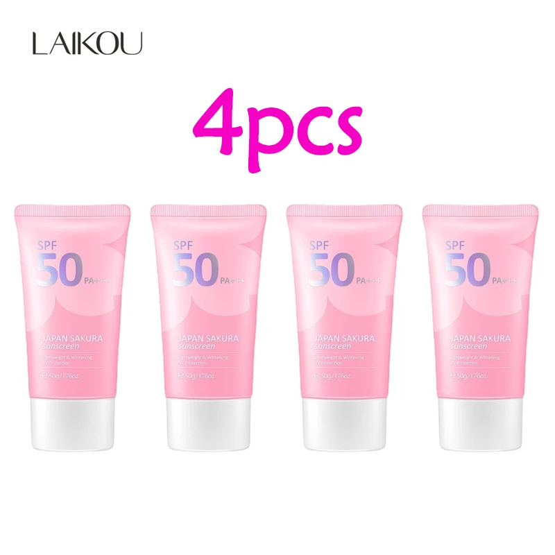 4pcs Spf 50+ Facial Sunscreen Refreshing Oil Control Face Cream Effectively Isolates Ultraviolet Ray Sun Gel Face Body Sunscreen