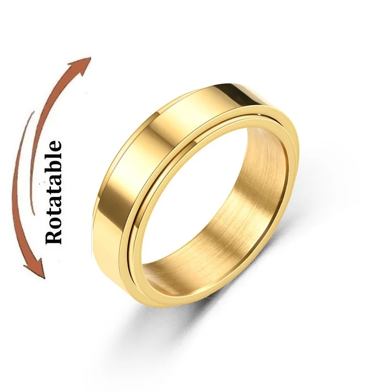 Anillo De articulación antiestrés para hombre, acero inoxidable, oro, suave, Ansiedad, Relife, giratorio, Metal, Fidget