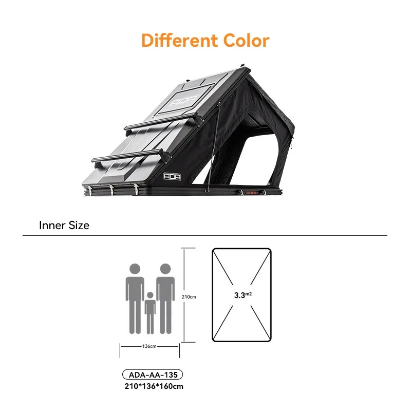 ADA OVERLAND نمط جديد العربة في الهواء الطلق 4x4 على الطرق الوعرة الألومنيوم قشرة صلبة سهلة الإعداد خفيفة الوزن على السطح خيمة للتخييم #5