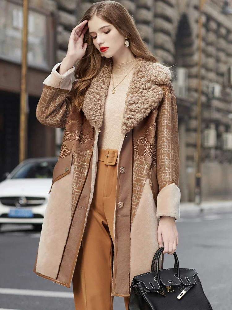 Sheep Patty Fashion Fur Women's Coat Heavy Industry Casual Style Lamb Fur Collar Fur Coat