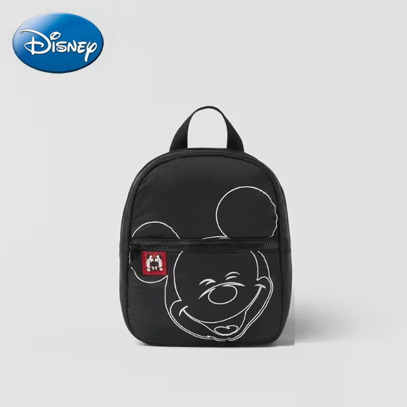 Disney New Cute School Bag dla chłopców i dziewcząt Czarny nadruk Mickey Lekki plecak dziecięcy Mały plecak do przedszkola