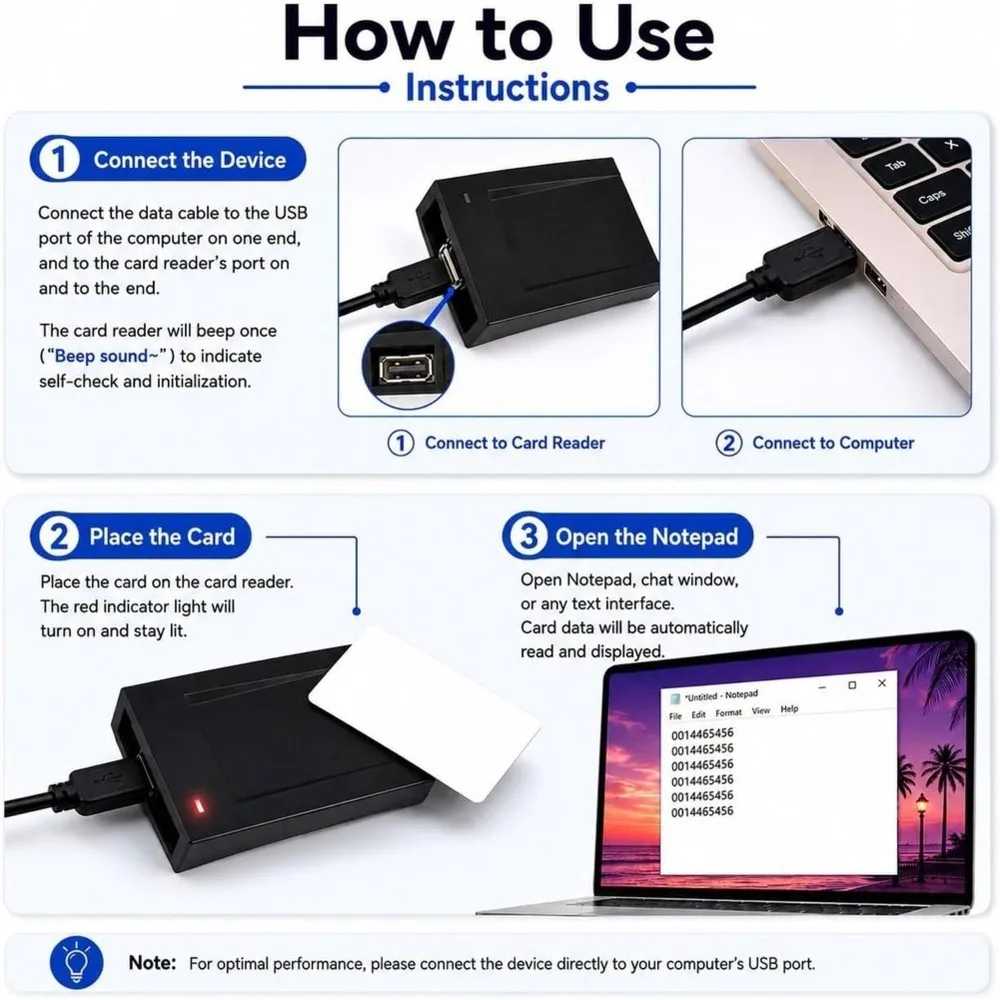 ABUO-RFID Reader 13.56 Mhz USB,IC Card Reader Contactless ISO 14443A,Plug & Play,With 5 RFID Keychains,RFID Reader For PC
