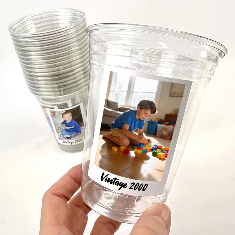 20/50 Stück individuelle Foto-Tassenaufkleber, personalisiertes Kinderfoto auf Tasse, Papieraufkleber, Geburtstagsgeschenk, Siegeletikett, Partyzubehör – Detail 1