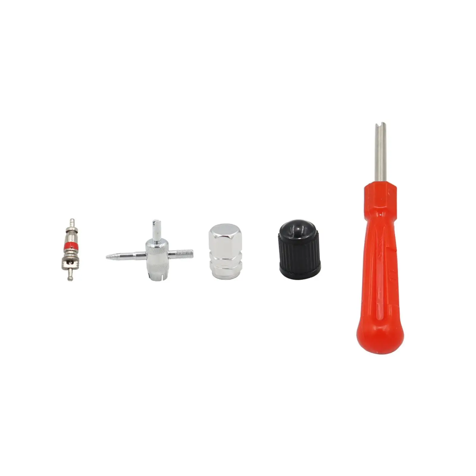 

Automotive Valve Core Wrench Spanner Kit 4 Way Tyre Stem Repair Tool Set with Spare Parts for Car Tractor