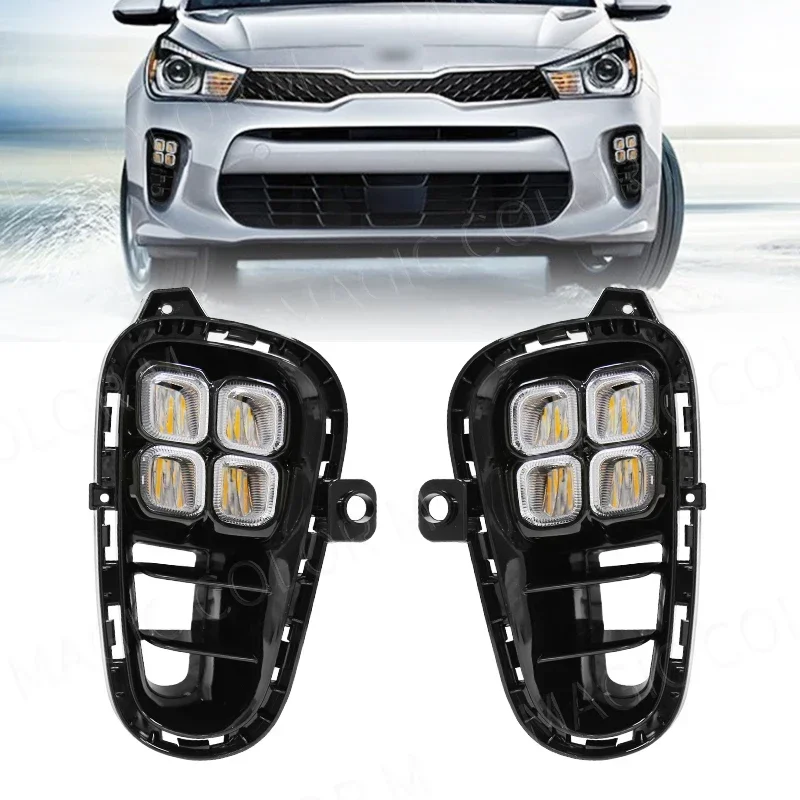 Car Accessories For Kia RIO 2017 2018 2019 2020 DRL Daytime Running Lights LED Fog Lamp Daylight Turn Signal Headlight 12V New