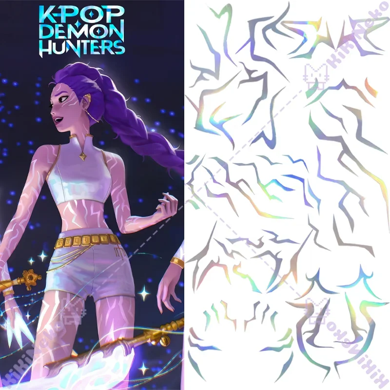 

Аниме KPop Охотники на демонов Руми Косплей Опора Лазерная татуировка Наклейка Руми Кан Татуировка Наклейка Демоннизирующая наклейка Хэллоуин Вечеринка Опора