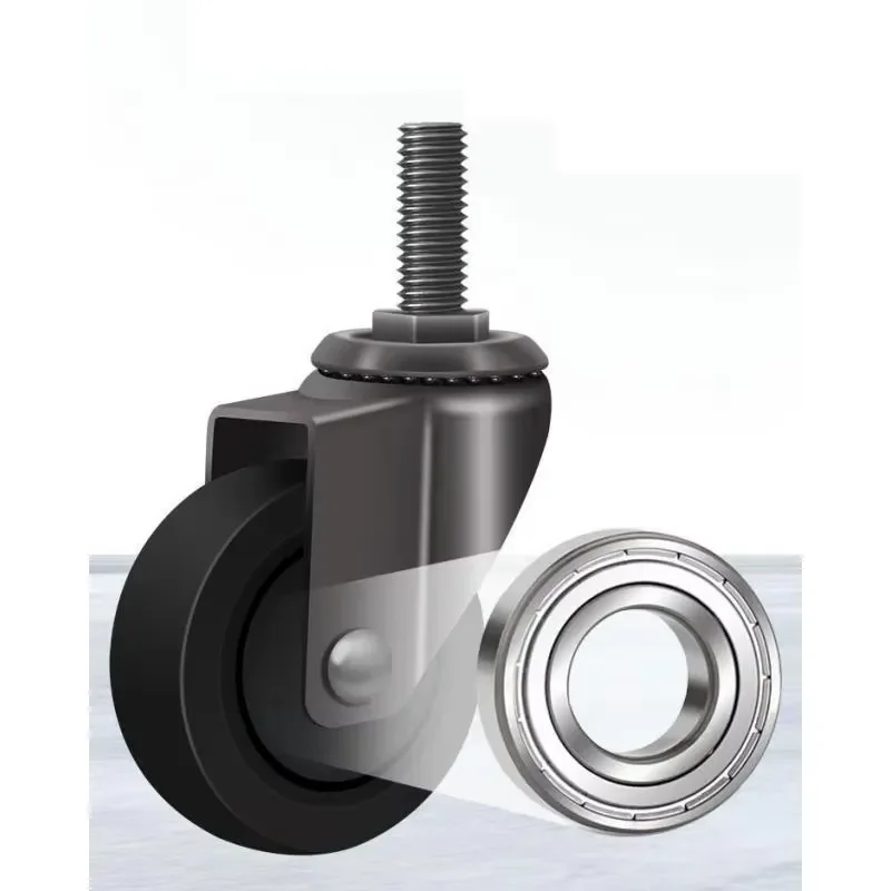 4PCS Universal Threaded Casters - 2inch (50mm) M6/M8/M9.6/M10/M12 Stem, Silent Rubber Wheels with Locking Brake
