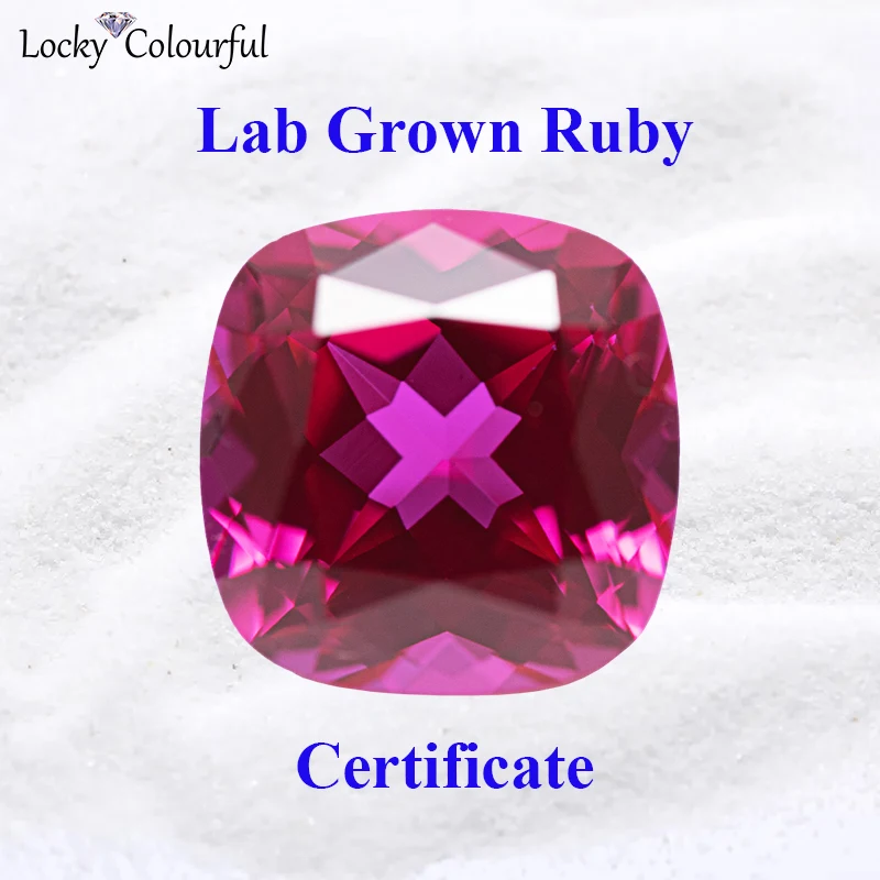 Lab Grown Ruby Rubeliite Color Square Cushion Shape Selectable AGL Certificate Charms Beads for Diy Jewelry Making Ring Material