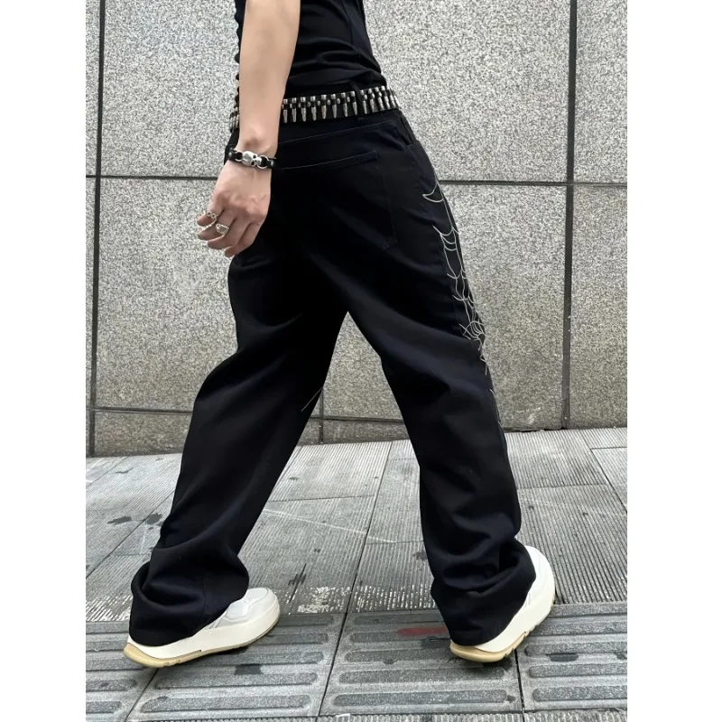 Wijde pijpen jeans werkbroek klassieke man broek heren denim tranen strass heren streetwear baggy kleding kleding heren dun