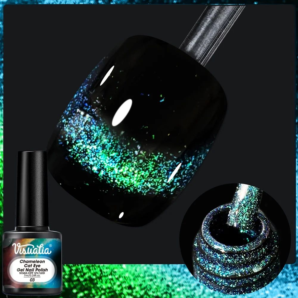 Visuatia Chameleon Nail Polish with a Deep Base Color to Enhance the Ever-Changing Dazzling Effects, Creating an Exquisite and Eye-Catching Finish, and a Unique Niche Nail Art Style
