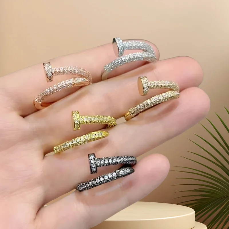 Nail Zircon Series Ring Niche Design Street Style Party For Family And Friends New Year Christmas Gift