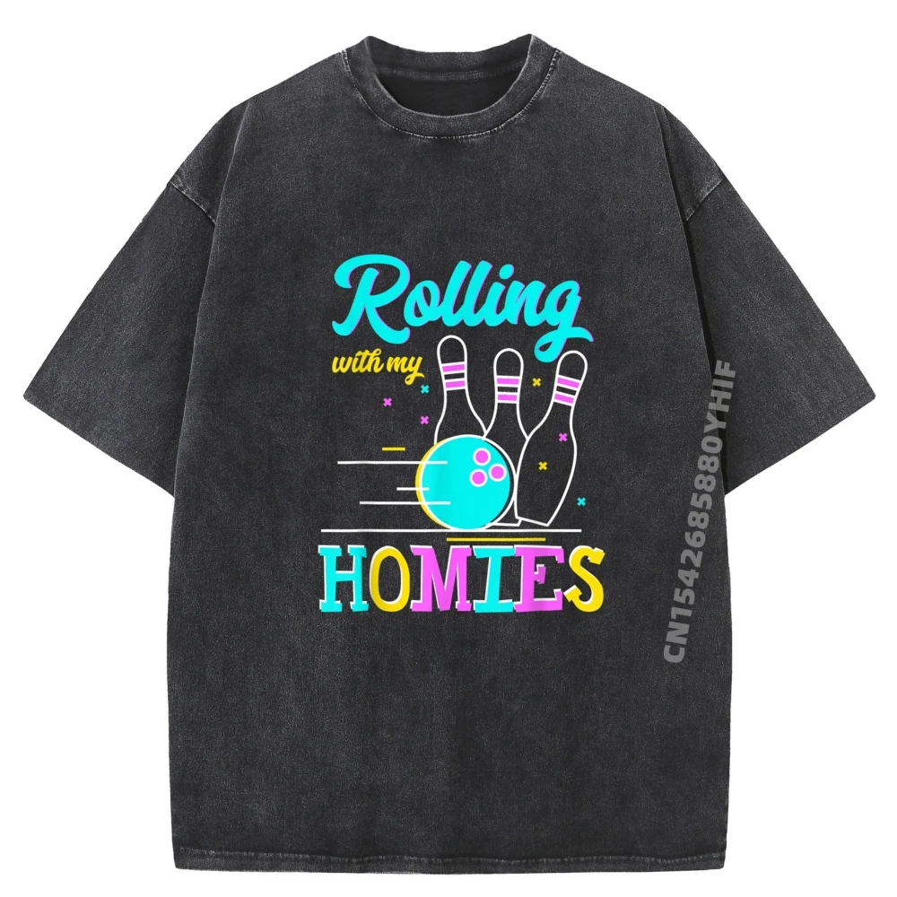 

Мужские топы и футболки с рисунком, футболка Rolling With My Homies Bowlers, мужские футболки, забавная свободная стираная одежда