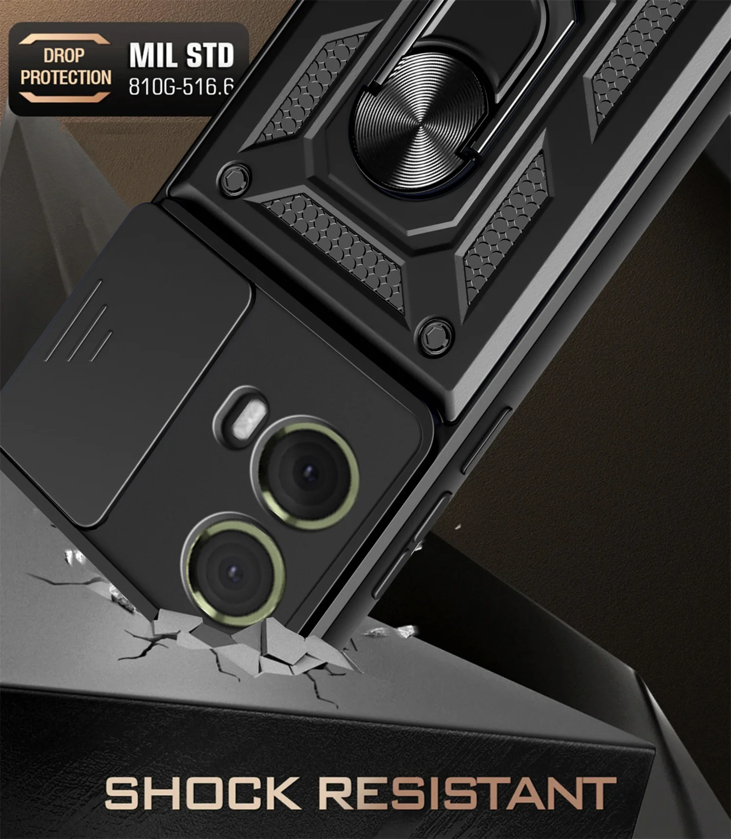 Für Motorola Moto G85 5G Fall Rutsche Kamera Schützen Telefon Fällen Für Motorola Moto g85 5g Magnetische Ring stehen Rüstung Zurück Abdeckung