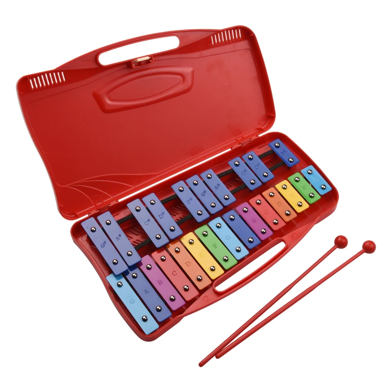 25 Notes Glockenspiel Xylophone Hand Knock Xylophone Percussion Rhythm Musical red