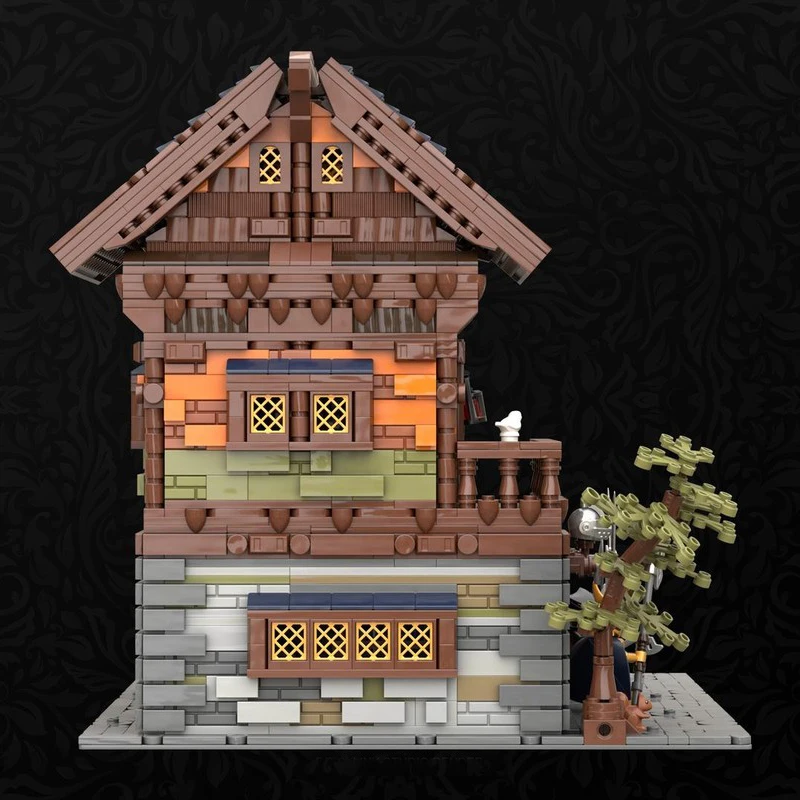 ตัวต่อโมเดลร้านตีเหล็กยุคกลาง ชุดประกอบแบบโมดูลาร์ เทคโนโลยี ตัวต่อปราสาท ของขวัญ ของเล่นคริสต์มาส ชุดประกอบ DIY