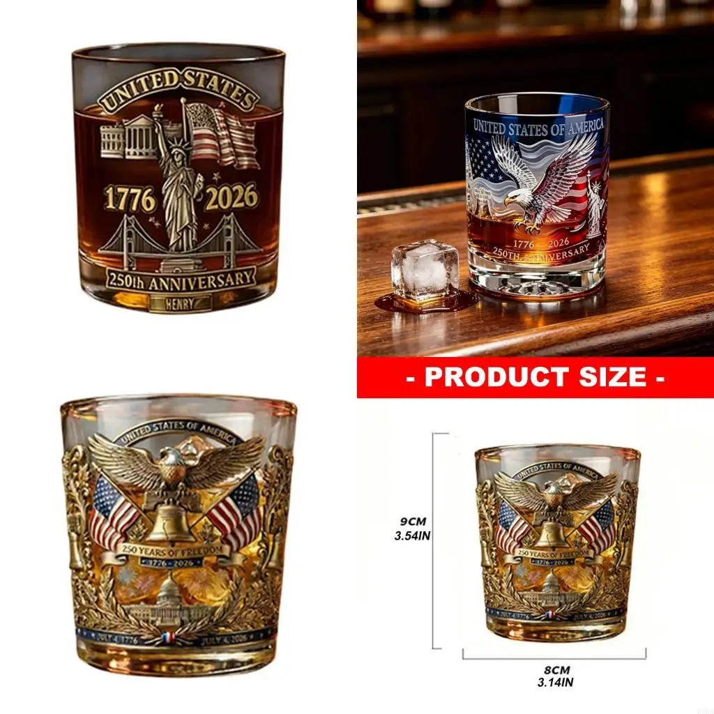   Patriotic Glass 250 Years United Territory Celebration Drinking Vessel For Important Periods